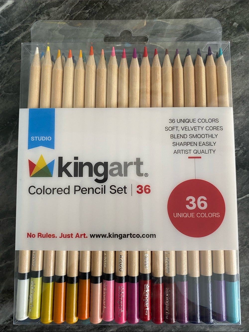 Kingart Studio 36-Color Colored Pencil Set - Natural Wood